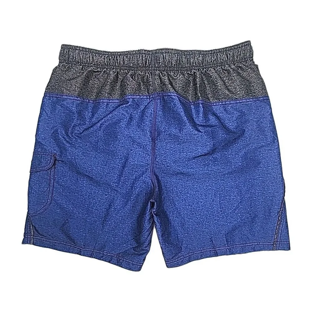 Speedo Swim Shorts Trunks Mesh Lined Men Sz XXL 2XL Blue Gray Cargo Pockets